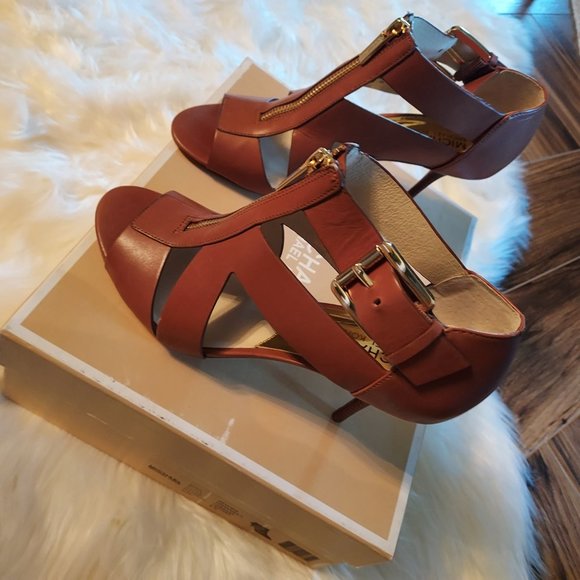 Michael Kors : Anya Mid Sandal : Luggage Leather : Size 8 : NWT - Picture 9 of 10